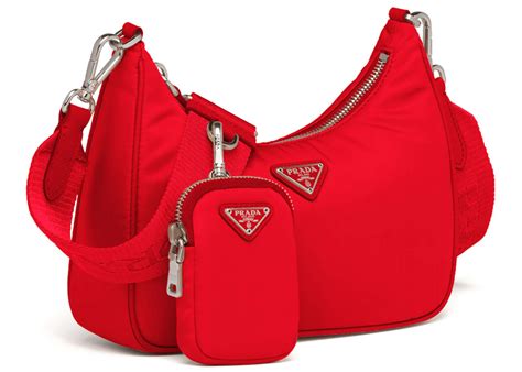 prada leather shoulder bag red|Prada small nylon shoulder bag.